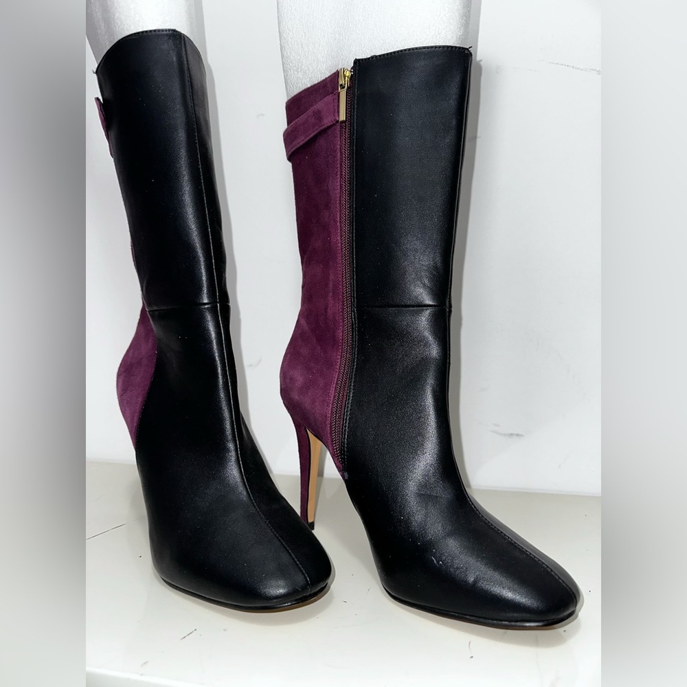 Victoria’s Secret Black and Purple Suede & Leather Women's high heel Boots NWOT